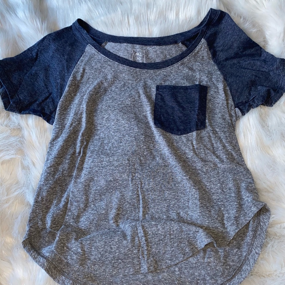 Gray and navy shirt with pocket